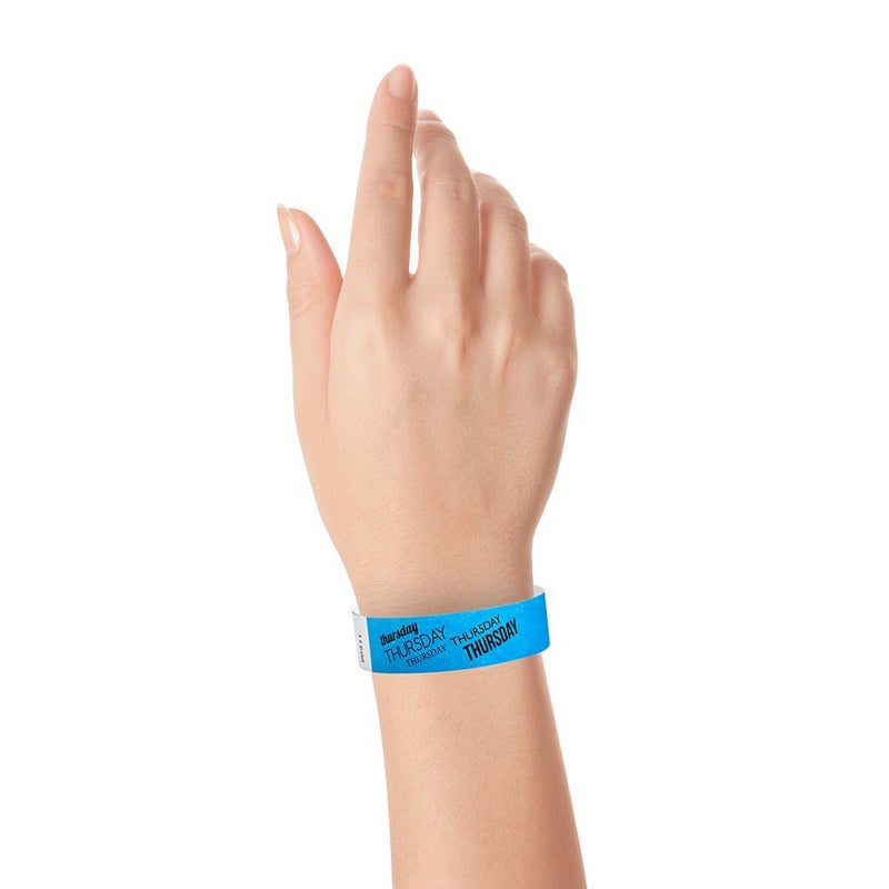Wristco 500 WristCo Thursday Neon Blue Tyvek Wristbands for Events - Â¾â€ x 10â€ - Waterproof Recyclable Comfortable Tear Resistant Paper Bracelets Wrist Bands for Concerts Festivals Admission Party - Image 4